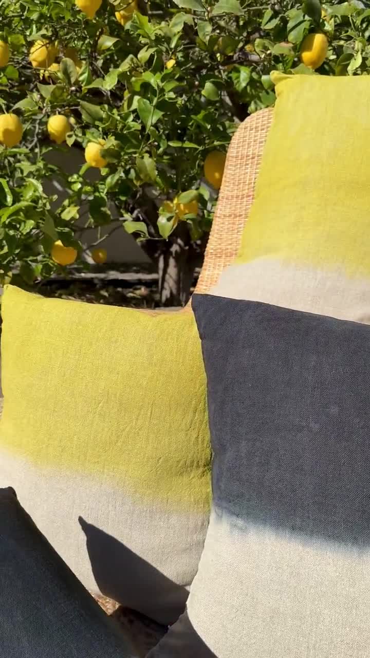 Coussin en Lin Tie & Dye Noir Style Bohème Chic - France