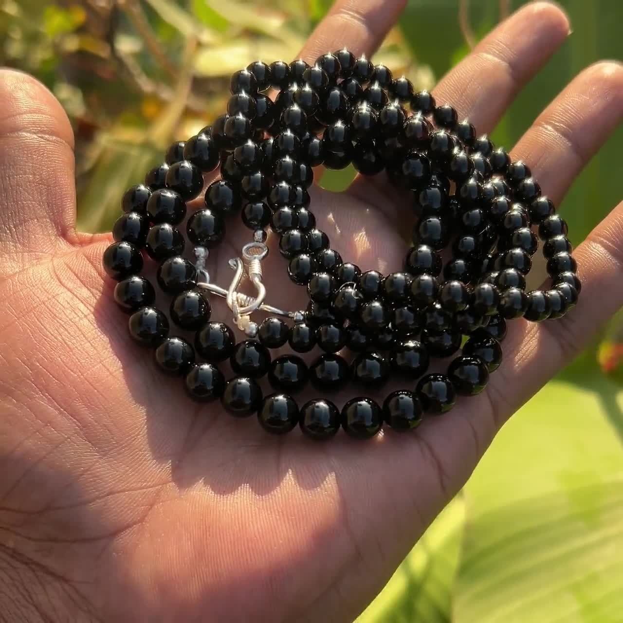 Collana Di Perline Impilate In Onice Nero Naturale Olivenorma - Foto 3