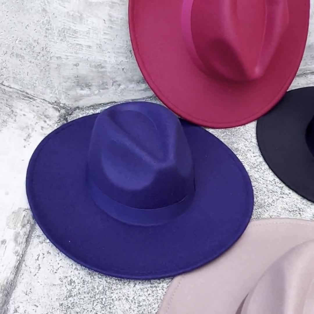 Fedora Hat, Wide Brim Hat, Vegan Felt Hat, Flat Brim Hat, Same