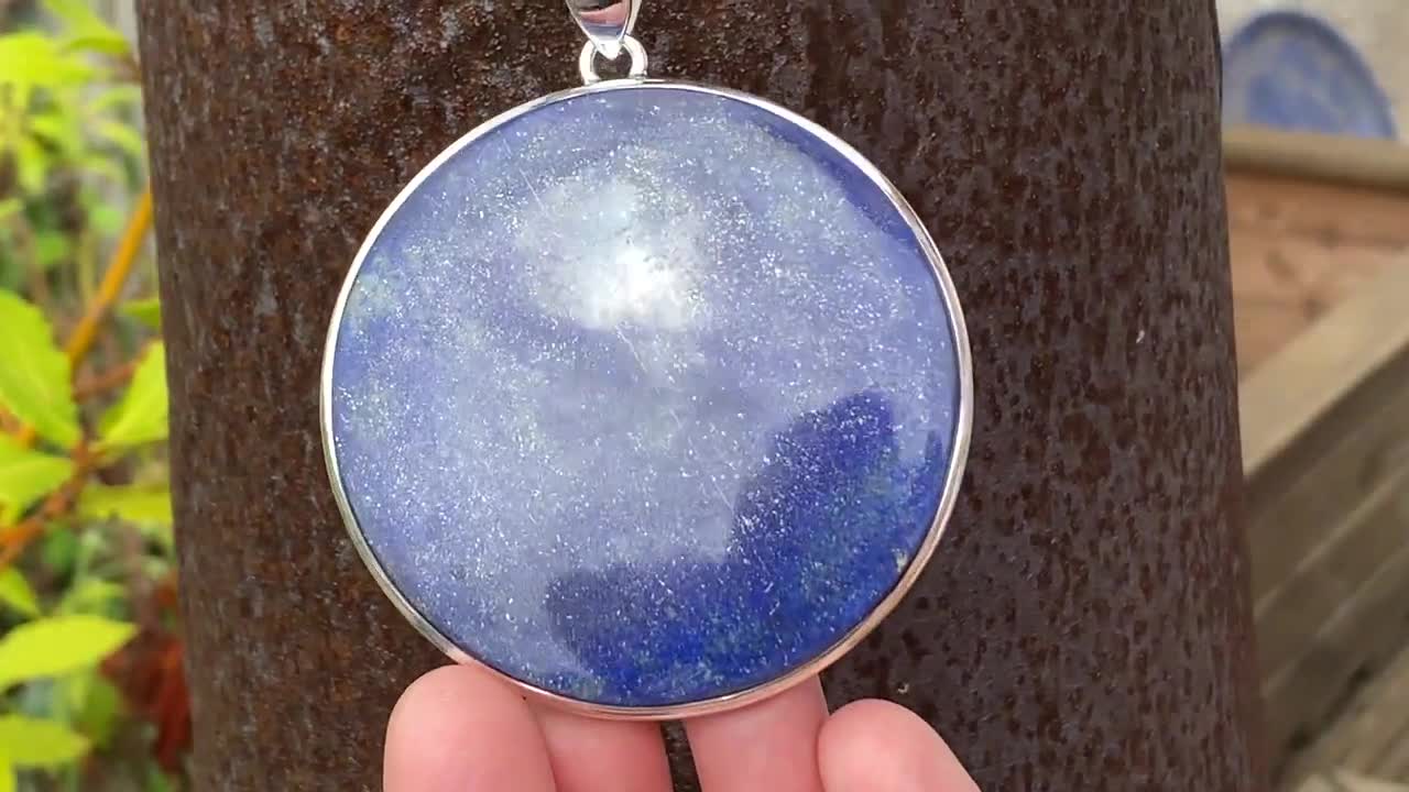 Rough Lapis Lazuli, White Quartz Pendant 1 3/4