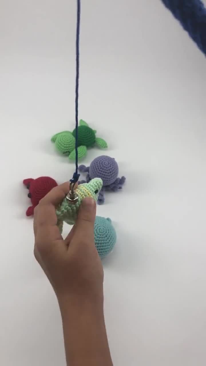 Magnetic Fishing Game, Crochet Fishing Game, Fishing Set 5 Pcs,  Eco-friendly Toy 