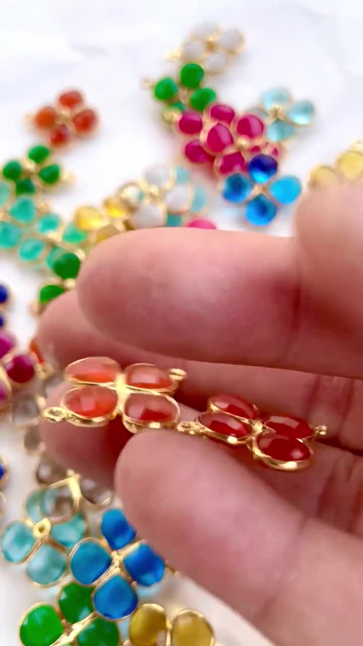 5 Ciondoli A Cuore In Corniola Naturale Con Elementi In Ottone Platino - Per Gioielli Fai Da Te, Bracciali E Collane
