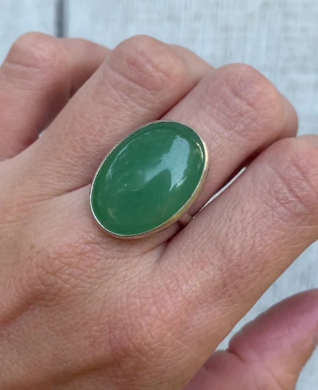 Sterling Silver 5 Carat Genuine Oval Green Jasper Ring – 100Sterling