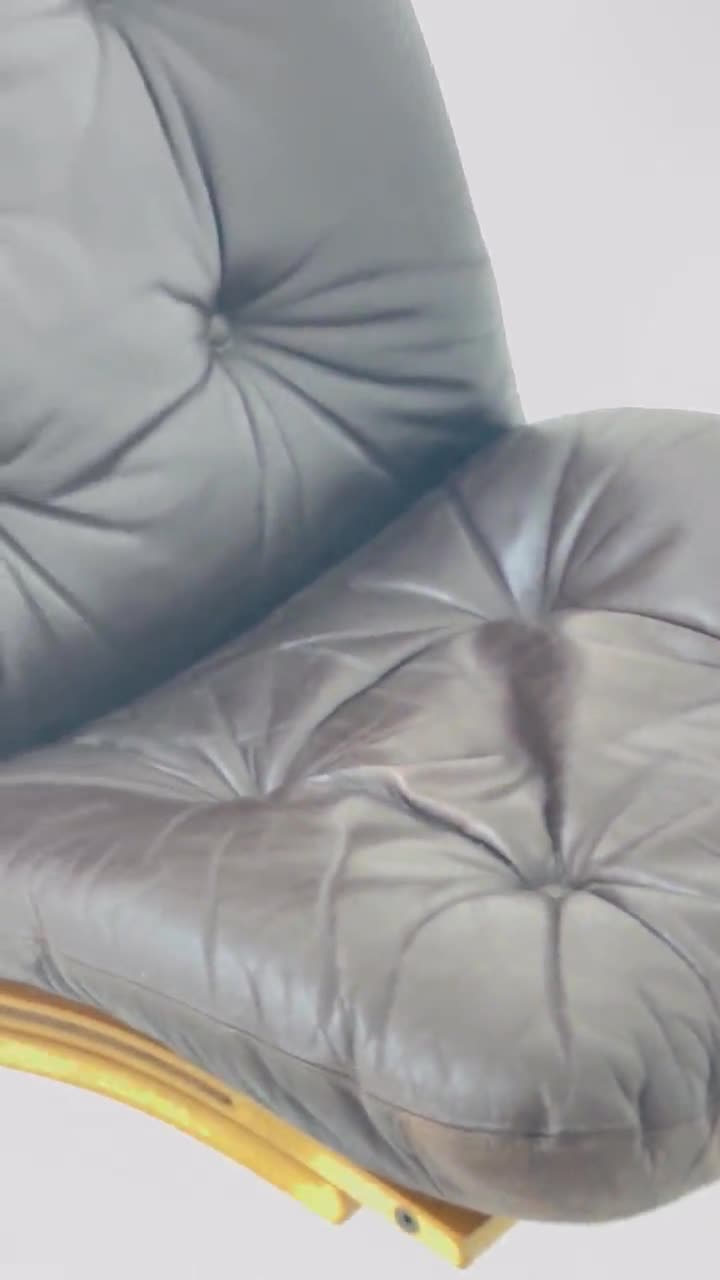 Mid Century Norwegian Kengu Leather Lounge Chair by Elsa