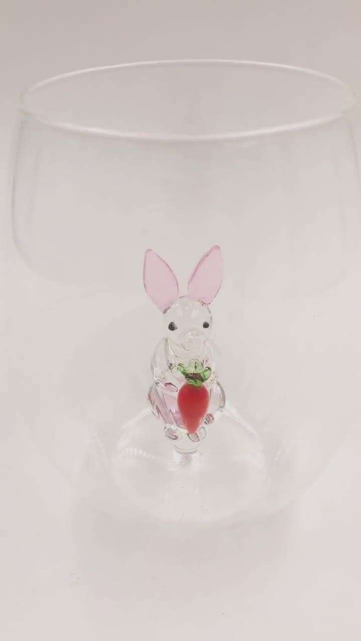 Figural Easter Bunny Wine Glass, Easter Wine Glasses