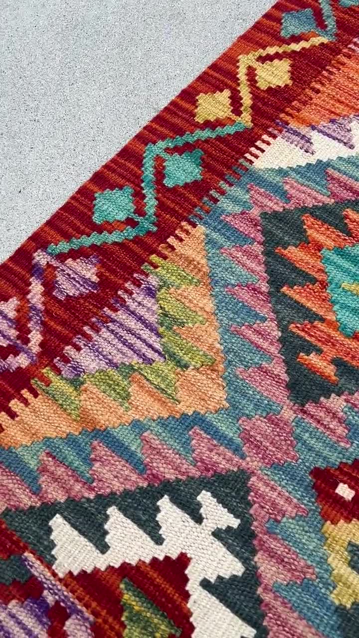 3x7 ハンドメイド アフガニスタン キリム ランナー ラグ | バーント 3x7 ハンドメイド アフガニスタン キリム ランナー ラグ | バーント