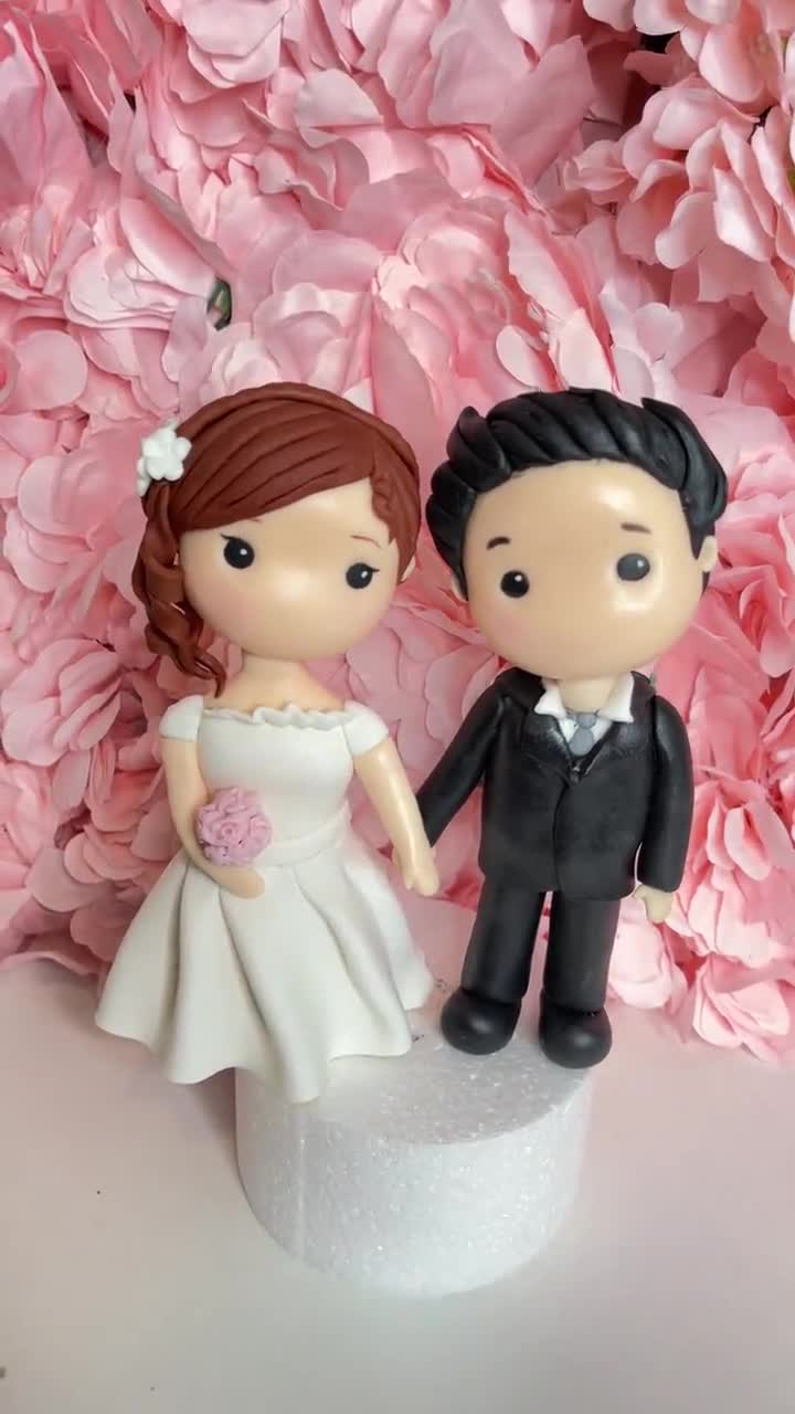 Bride And Groom Wedding Cake Topper - Hand Painted Poly Resin Figurine, 6.3x4 Inches, Elegant Keepsake