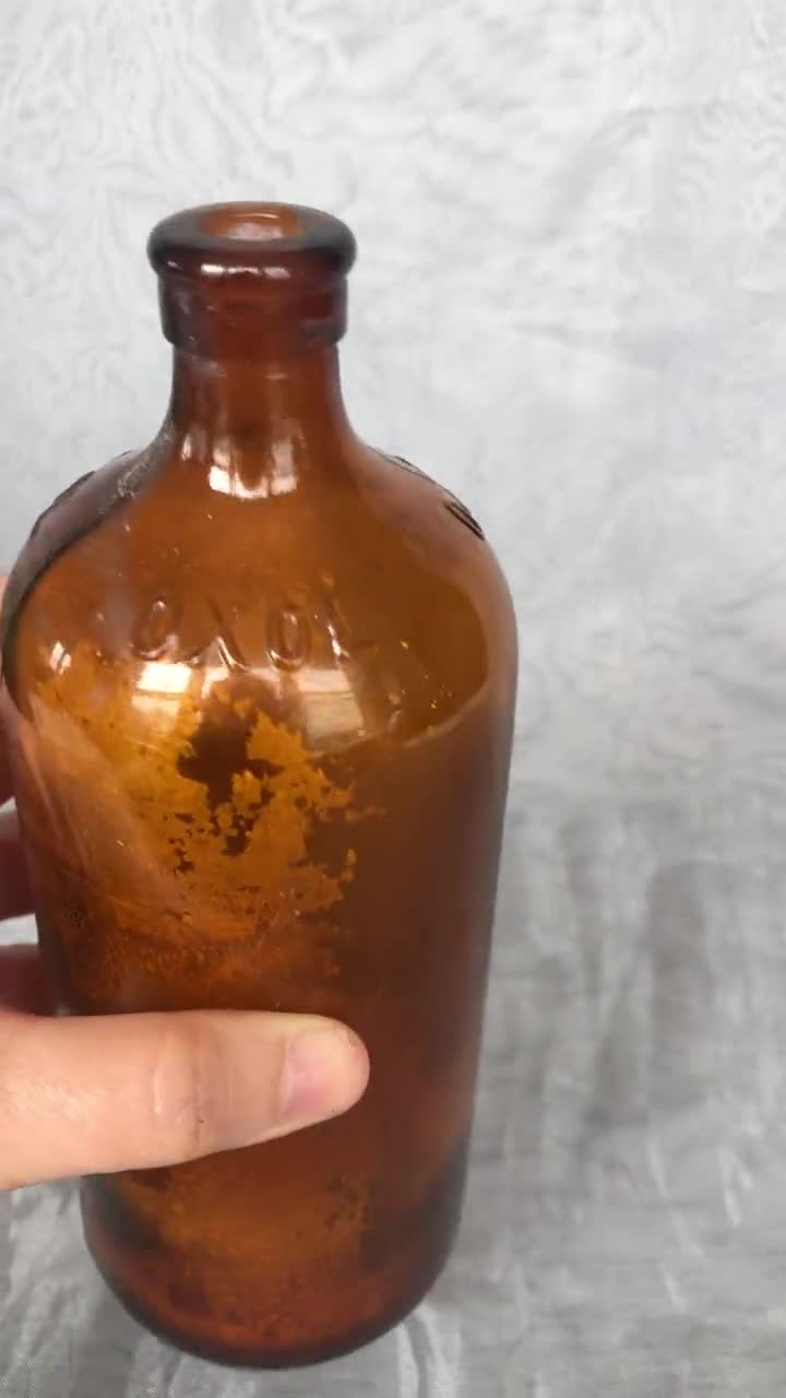 Vintage Oxol Bottle, Embossed Brown Amber Glass Bottle for Home Decor  Accent 