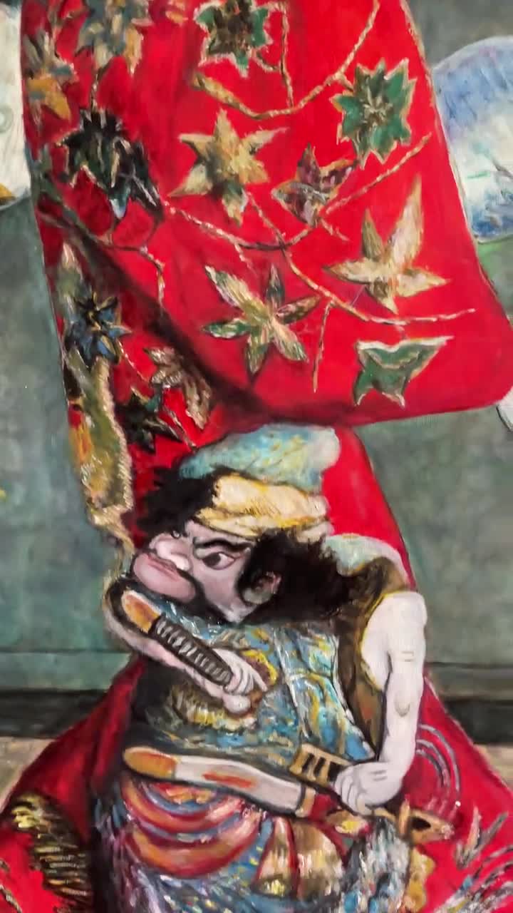モネ作「日本の衣装を着たカミーユ」：手描きの油絵複製画