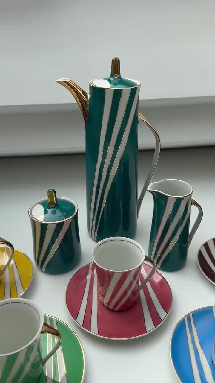 KROKUS Coffee Set for 5 by Wincenty Potacki – 1960s Polish