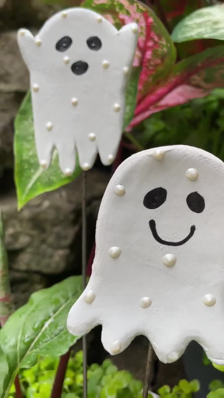 Argile fantôme ensemble de 3 Halloween fantômes jardin piquets