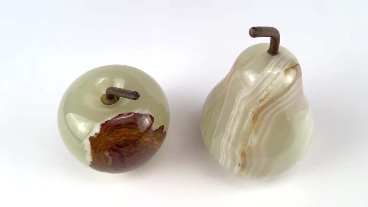 Natural Onyx Fruit Figurine Sculpture, 'Tempting Pear