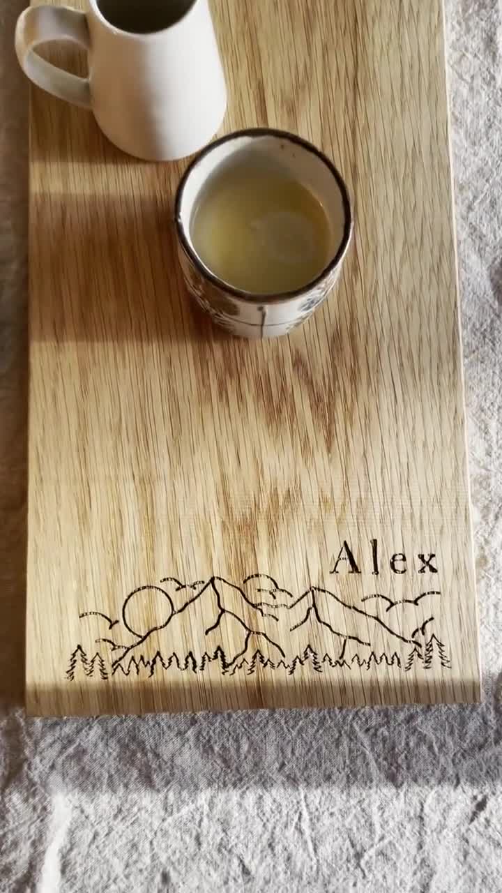 Engraved Wood Cheese Board with Mountains, Personalized Gift for the  Couple, Cutting Board with Walnut, White Oak and Maple — Hurd & Honey