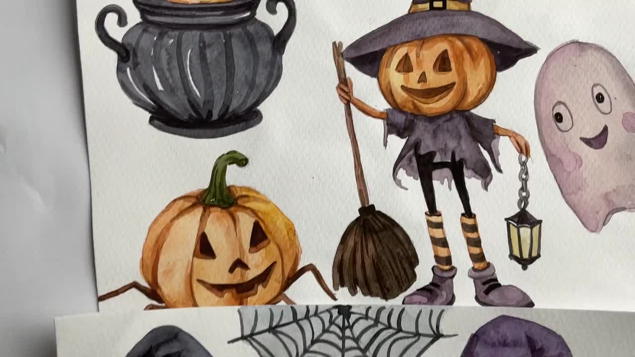 ハロウィン アクリル画 かぼちゃキャラクター