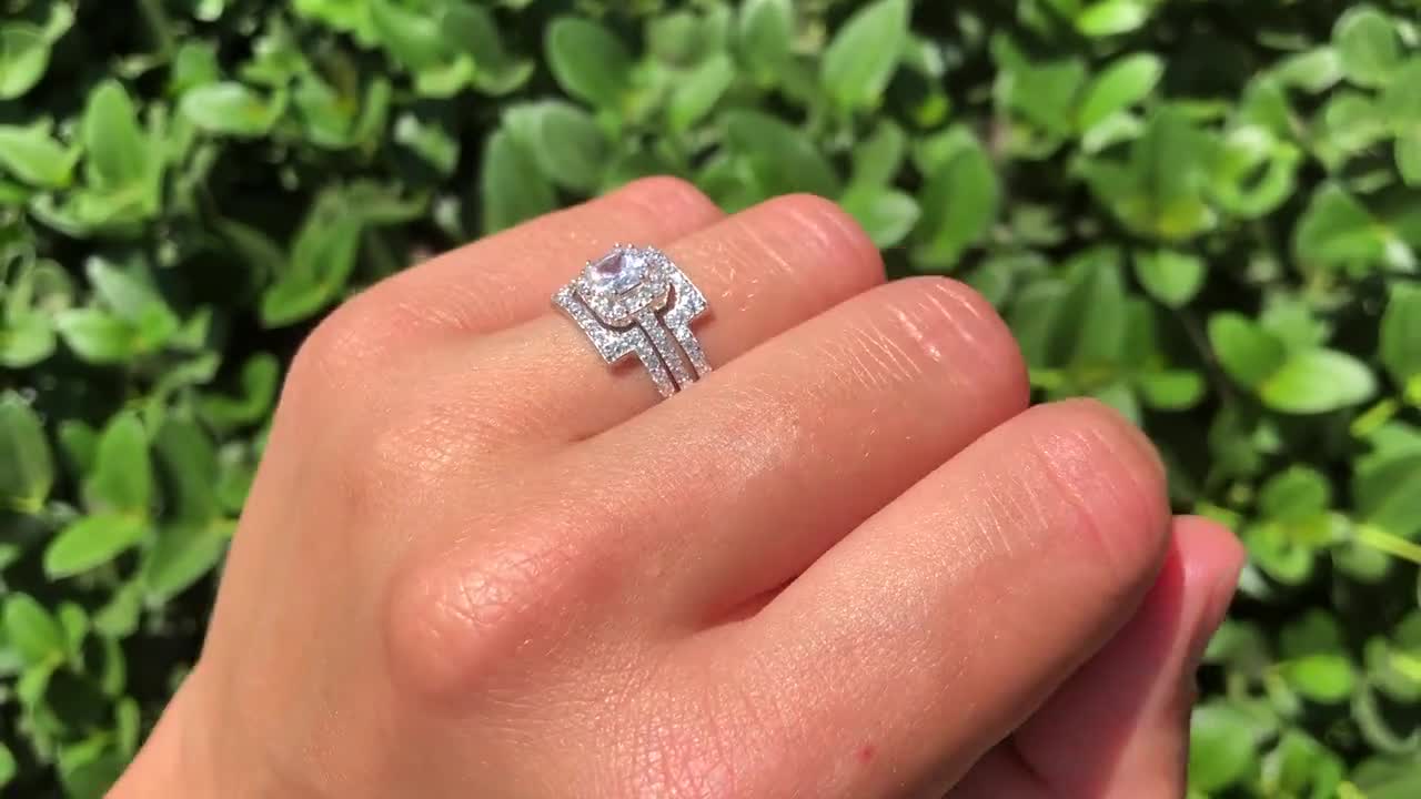 Vintage Sapphire Art Deco Engagement Ring Style - Art Deco 1 Carat Princess Cut Blue Sapphire and Diamond Engagement Ring in Platinum