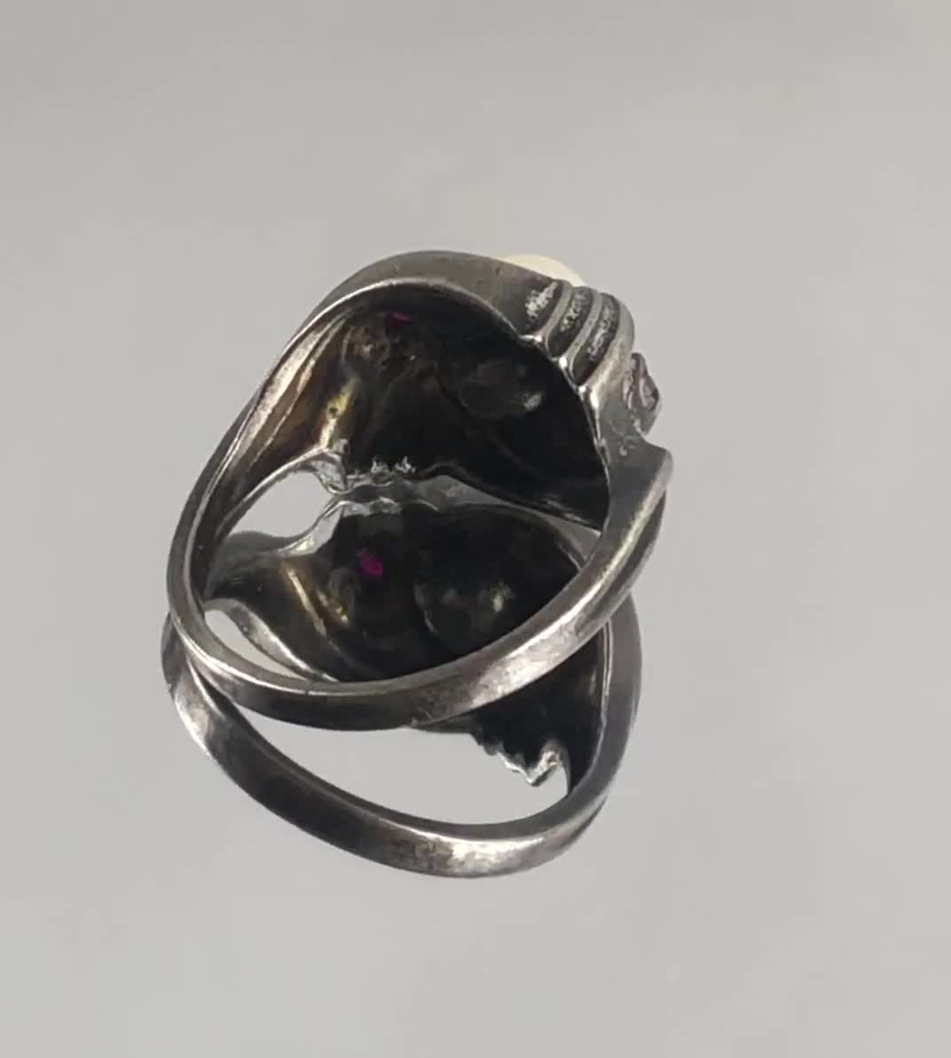 ヴィンテージ ファセット ルビー レッド トパーズとパール