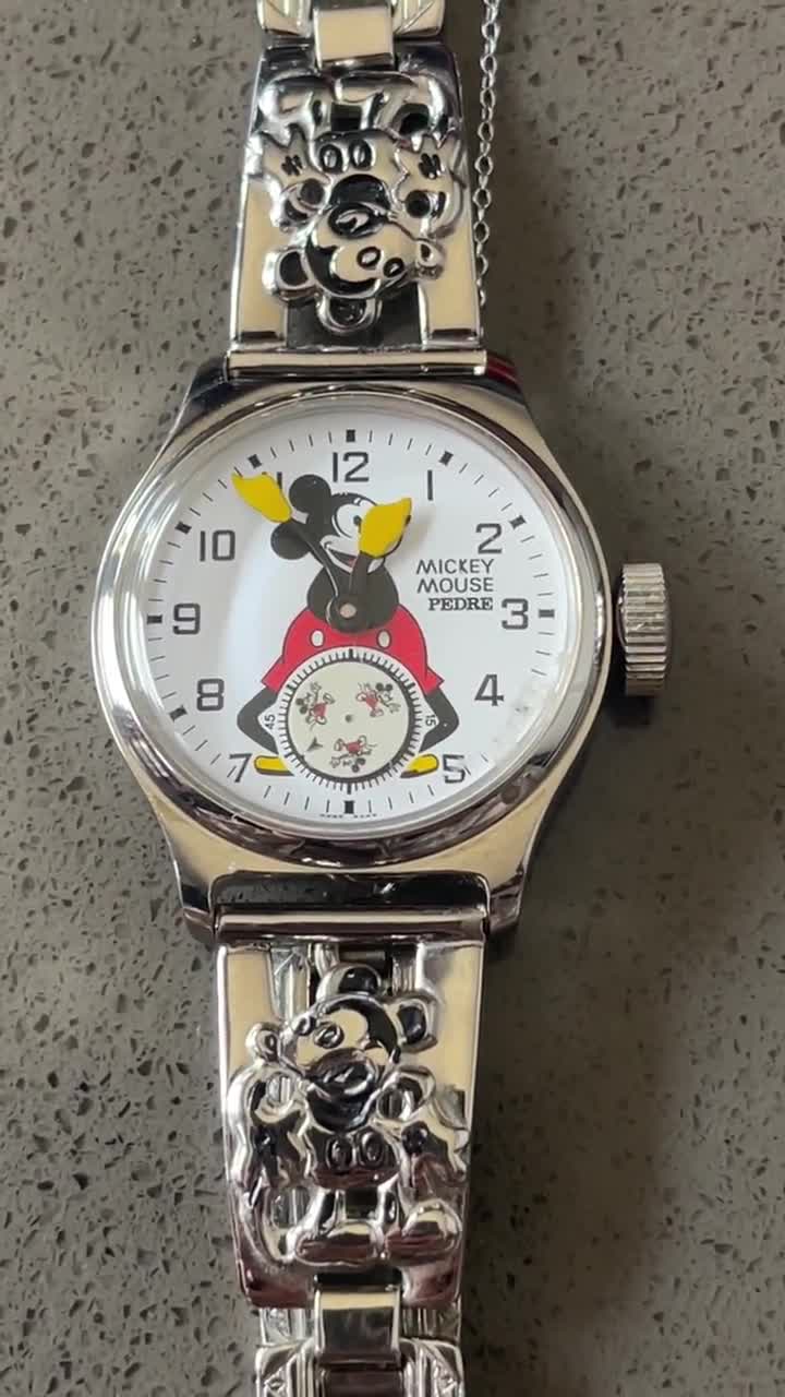 ジャンク テスター反応あり 社外部品有 PEDRE MICKEY MOUSE WRIST WATCH 復刻 クオーツ式腕時計 2針 スモセコ 元箱など付属 札幌市 清田区 平岡 Disney – Mickey Mouse Pedre Quartz Watch , case no.14796. – Long's