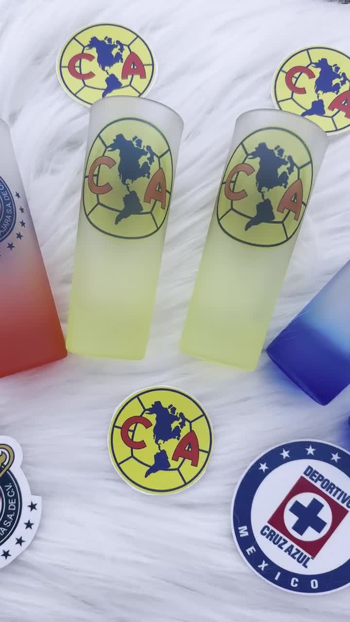 Set de 2 vasos para shots de Liga Mexicana, Club America, chivas, cruz azul, vaso de chivas, vaso de Club America, vaso de cruz azul video poster