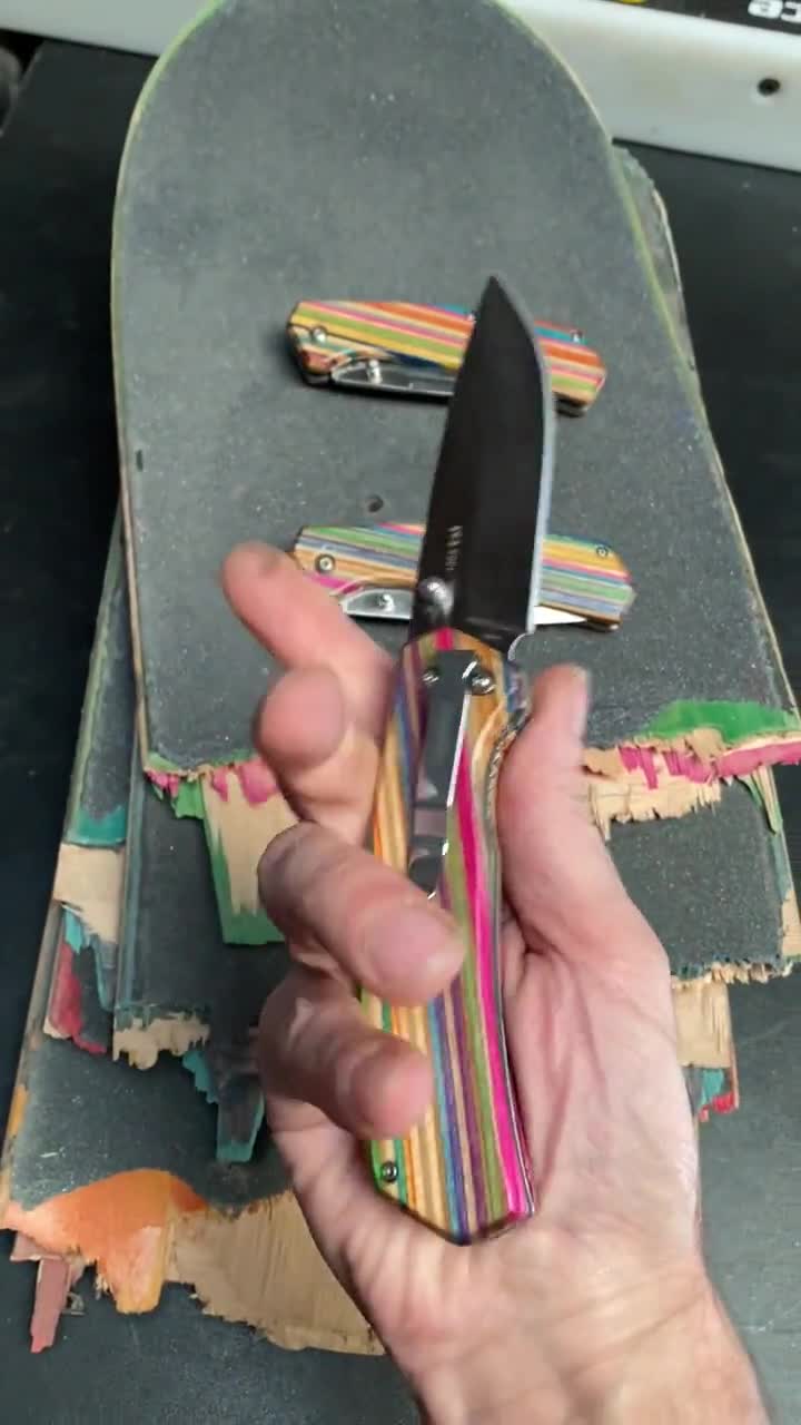 Recycled outlet Skateboard LinerLock Folding Pocket Knife