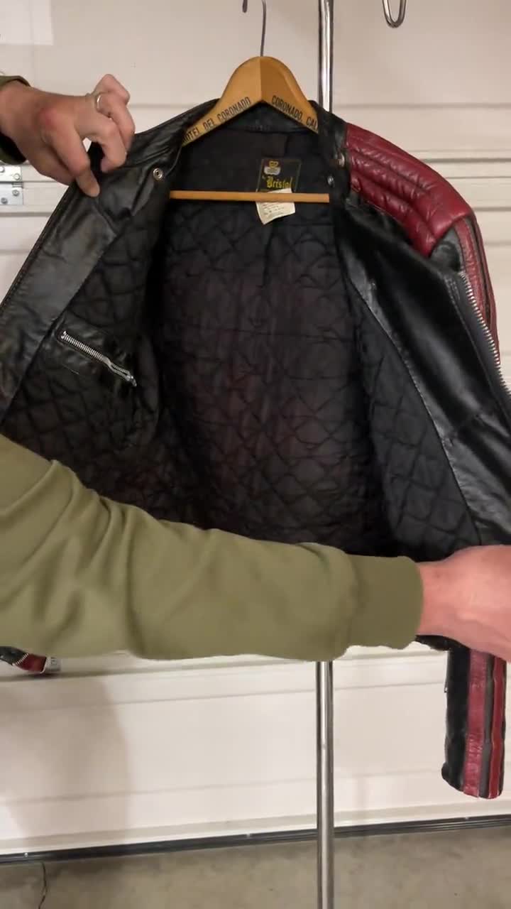 Vintage Two-tone Leather Motorcycle Jacket – Bristol 1970s Cafe