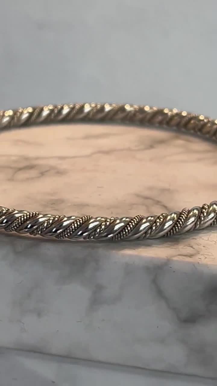 アクセサリー Vintage Silver Twist Bar Bangle 925 アクセサリー