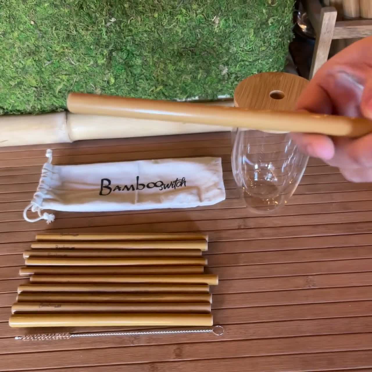 10 Reusable Bamboo Drinking Straws, Zero Waste, Sustainable, Compostable, Earth Friendly video poster