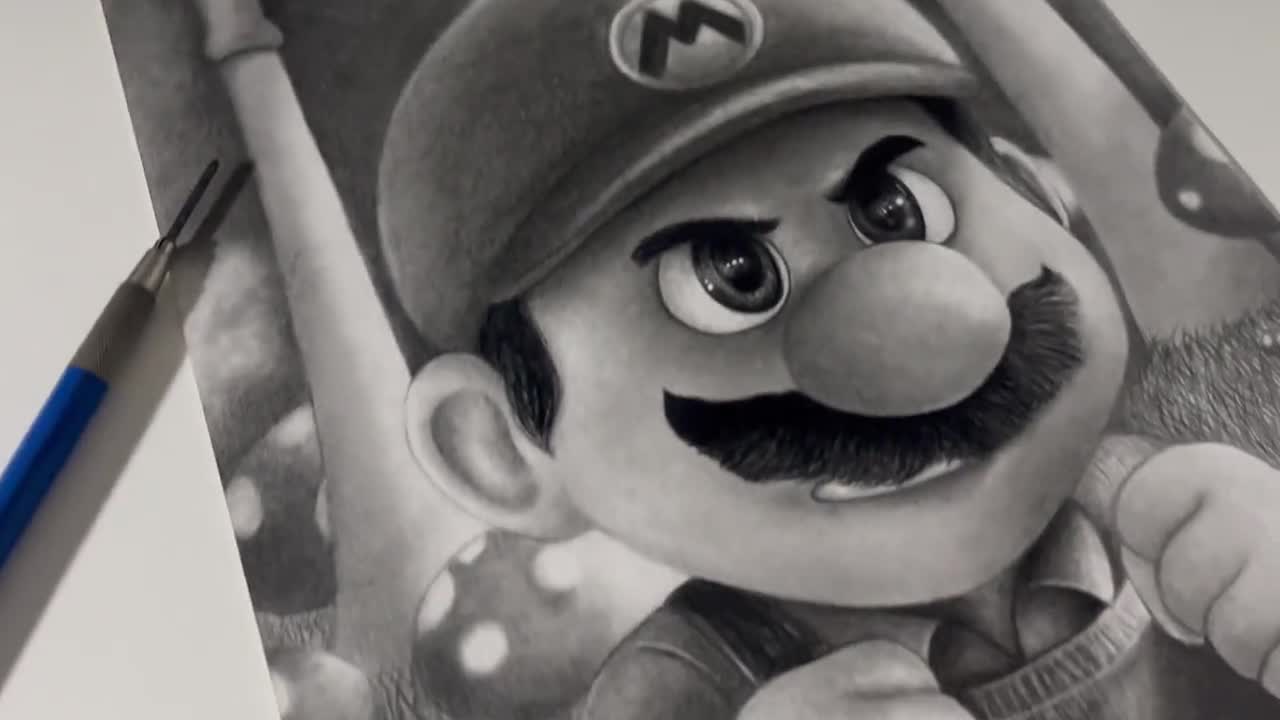 Super Mario Bros Original Drawing with pencils