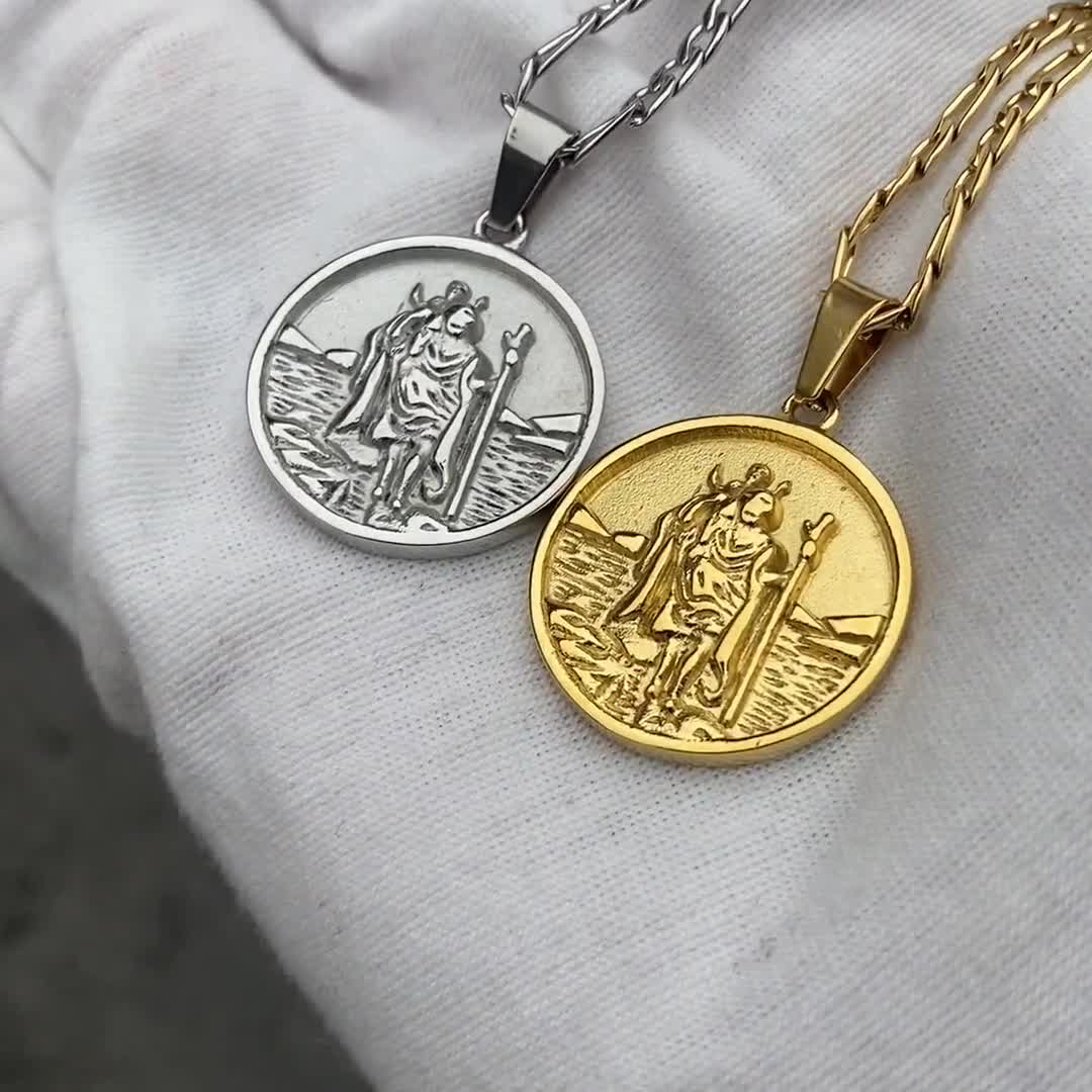 FaithHeart Saint/St. Christopher Pendant Necklace Christian Patron Medal  Blessings Amulet Women Men Jewelry Gold - Walmart.com