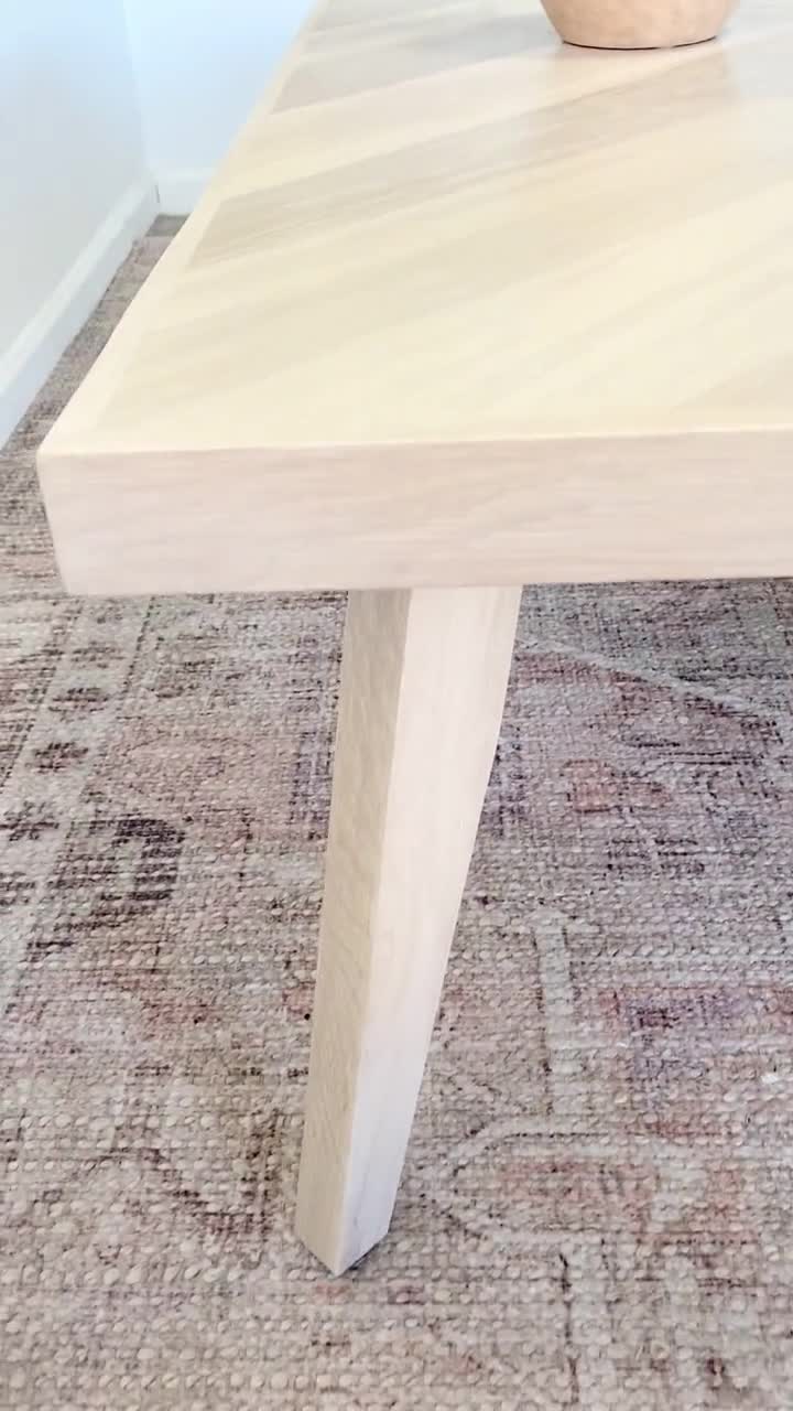 White Oak Herringbone Coffee Table With Tapered White Oak White Oak Herringbone Coffee Table With Tapered White Oak