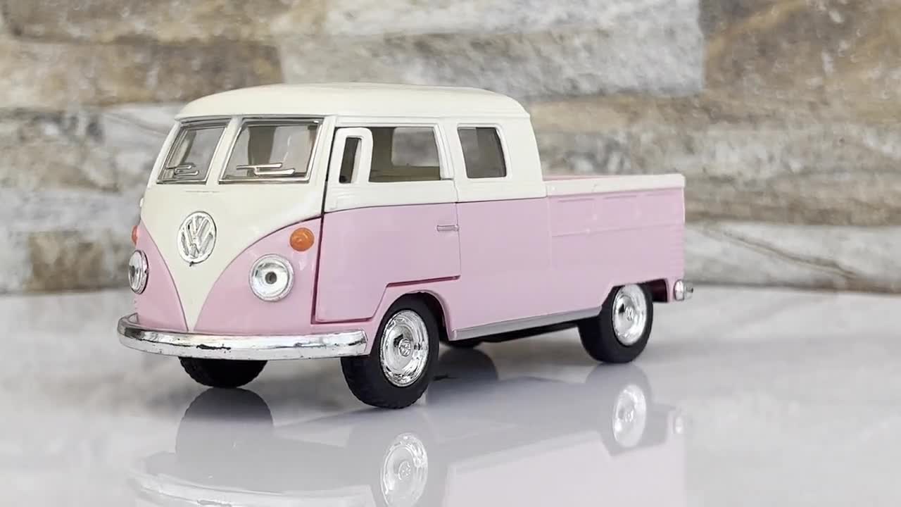 Volkswagen Bus Double Cab Pickup 1963, Vintage Model Car, Diecast Volkswagen Bus Double Cab Pickup 1963, Vintage Model Car, Diecast