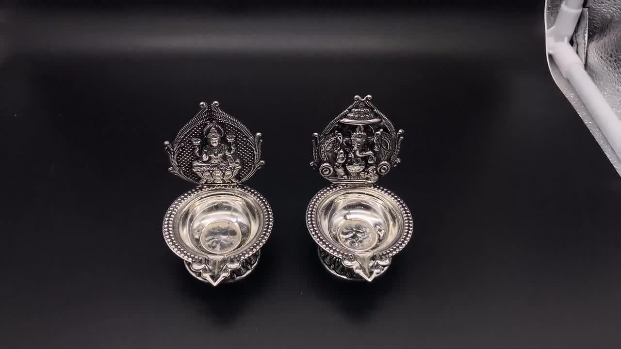 Grande Figurine Deepak Kamakshi En Argent Sterling 925 - Style Antique, Poinçon Balaji #03