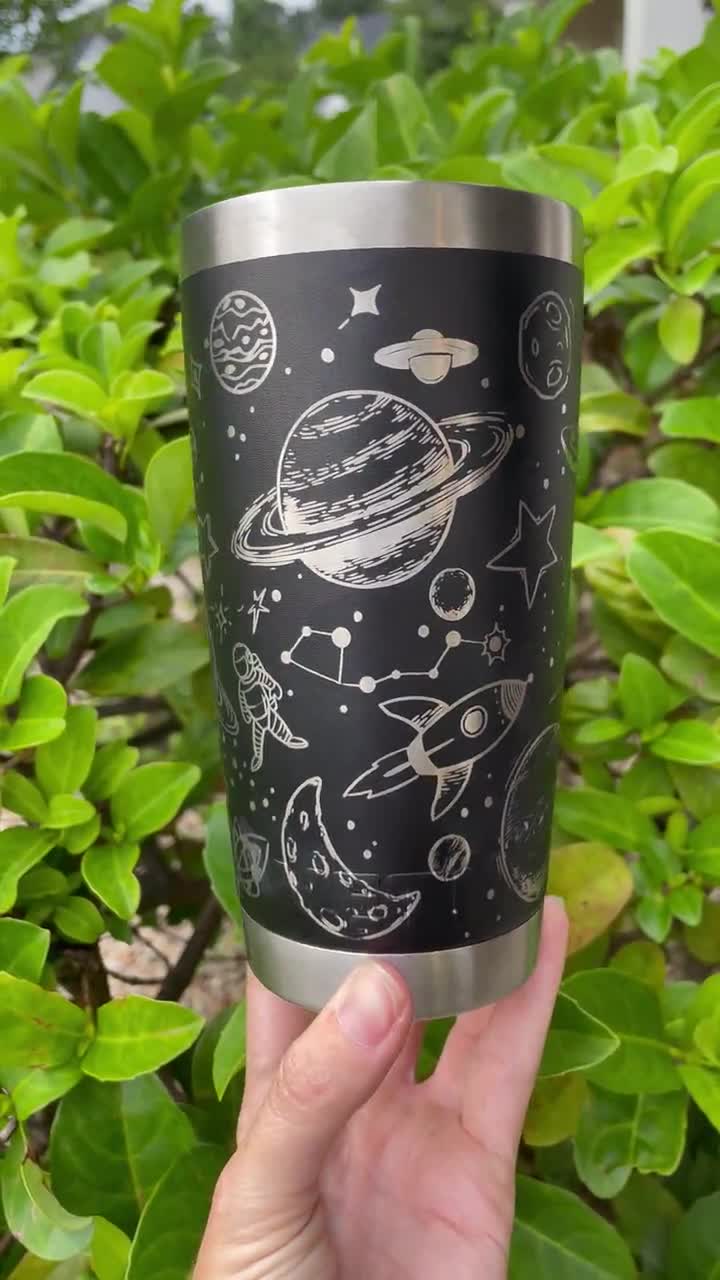 Moon and sunflower engraved Yeti – Vapor Artistry