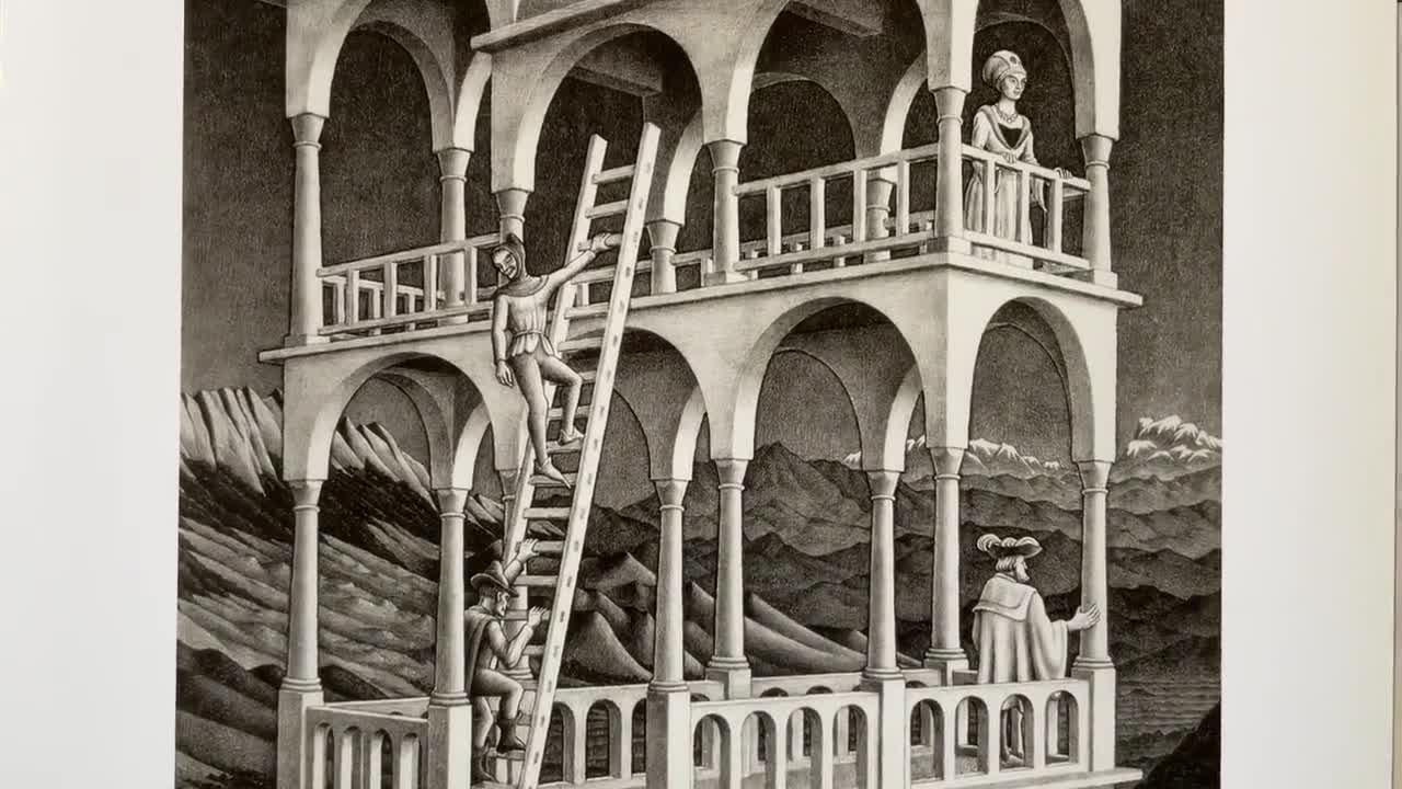 M.C. Escher - Belvedere - Limited Edition Offset Lithograph, Cm