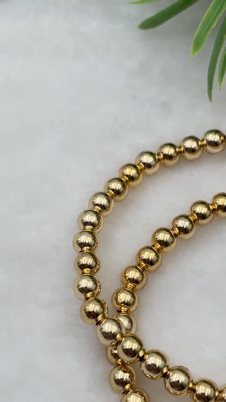 Set di braccialetti con perline riempiti in oro 14K: eleganti gioielli impilabili • B402 - Italia