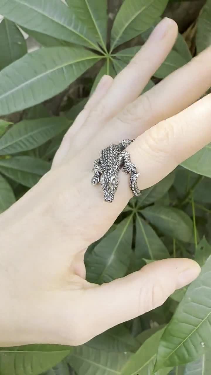 クロコダイルリング スターリングシルバー 925 アリゲーターリング