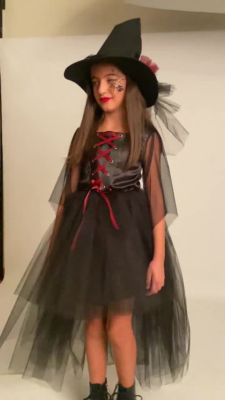 Cute Witch Costume for Girls / Halloween Outfit for Toddler / Red