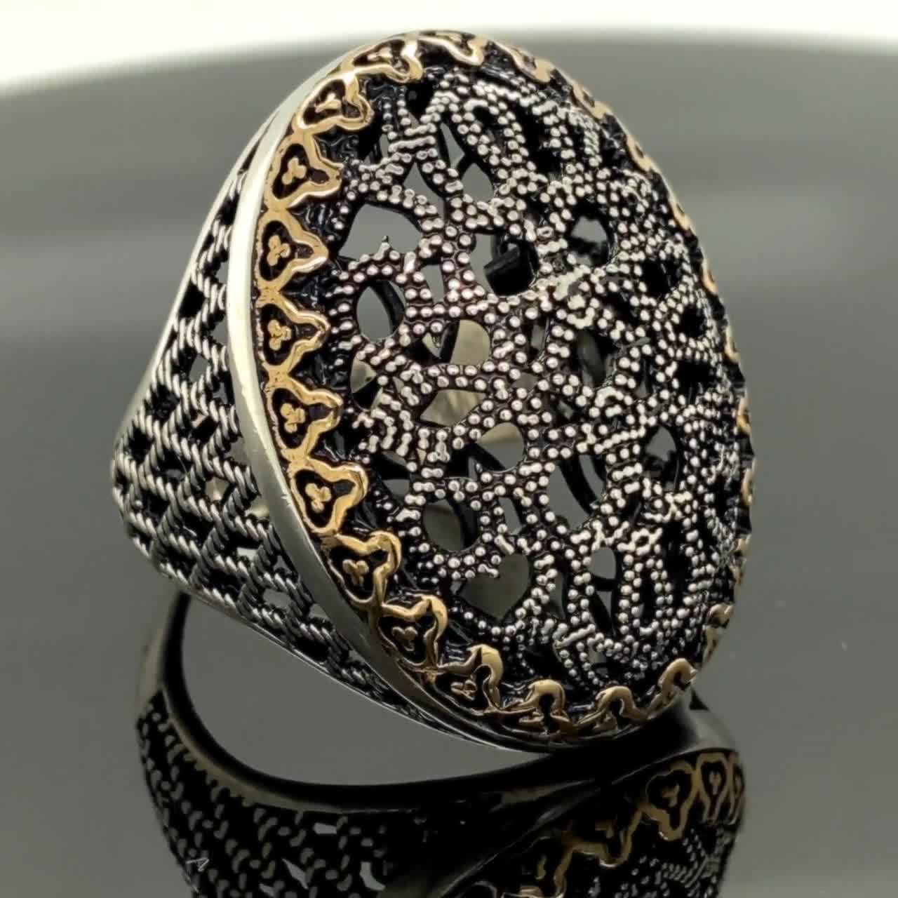 ラージメンズリング、トルコオスマンジュエリー、刺繍リング、メンズ