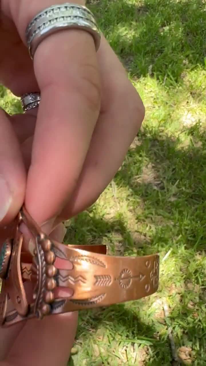 Vintage Native American Copper Thunderbird Cuff Bracelet