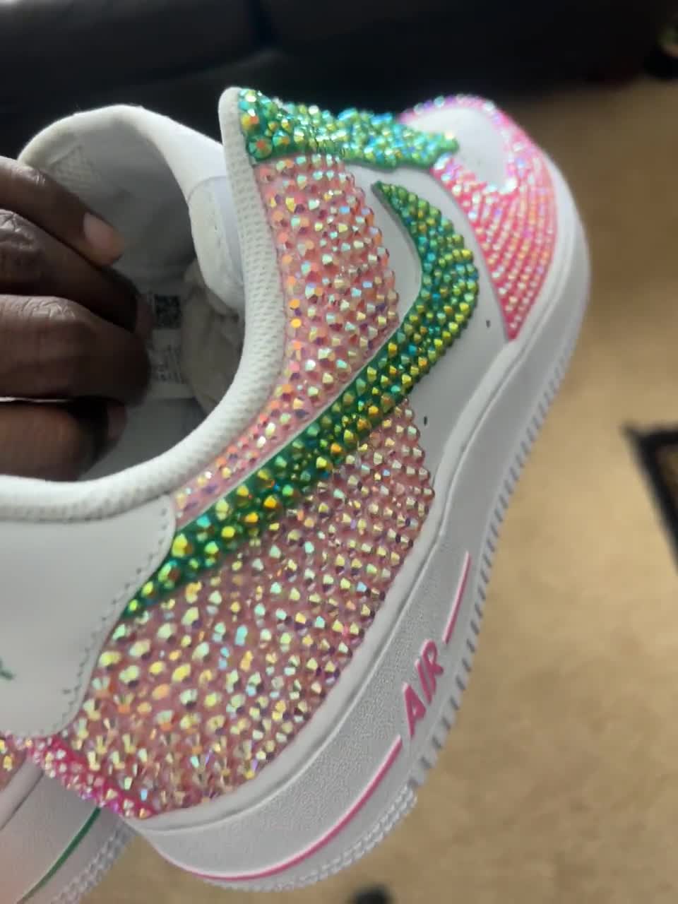 Custom Bling Rhinestone Nike Air Force Ones, Bedazzled Nikes, Custom Sneakers, Blinged AF1s video poster