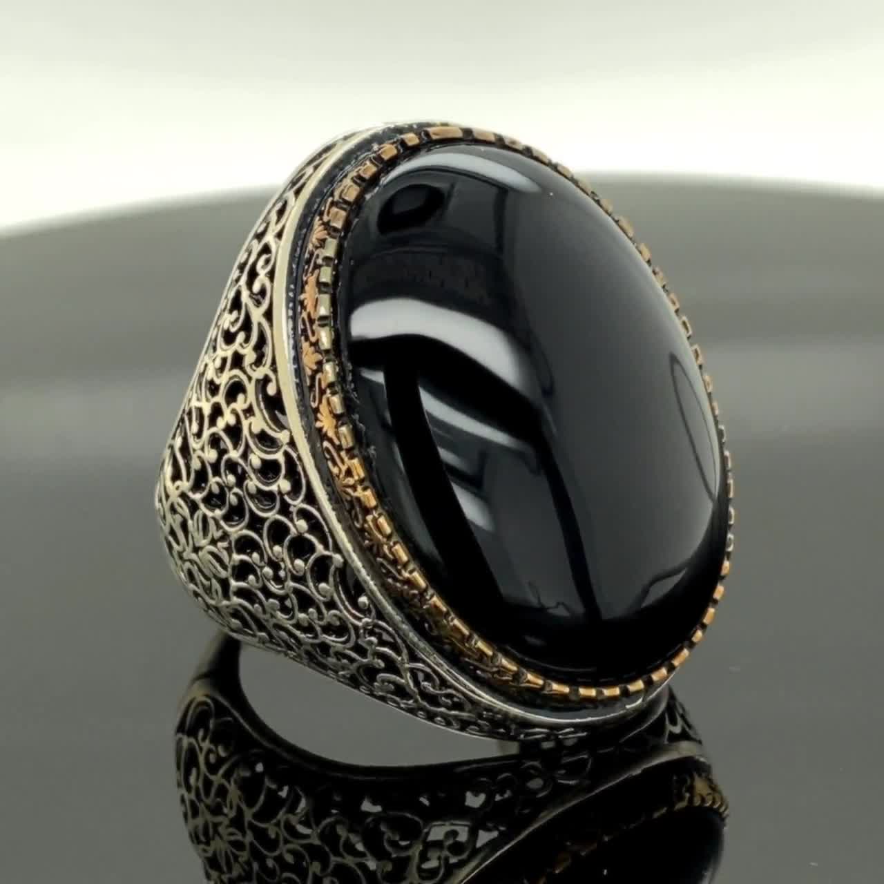 Mens Handmade Ring Large Black Onyx Gemstone Ring Men - Etsy Canada