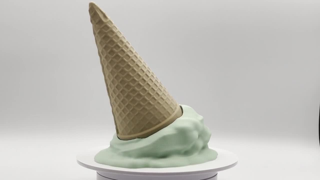 Giant Melting Ice Cream Cone Sculpture Custom Colors 3D Printed 