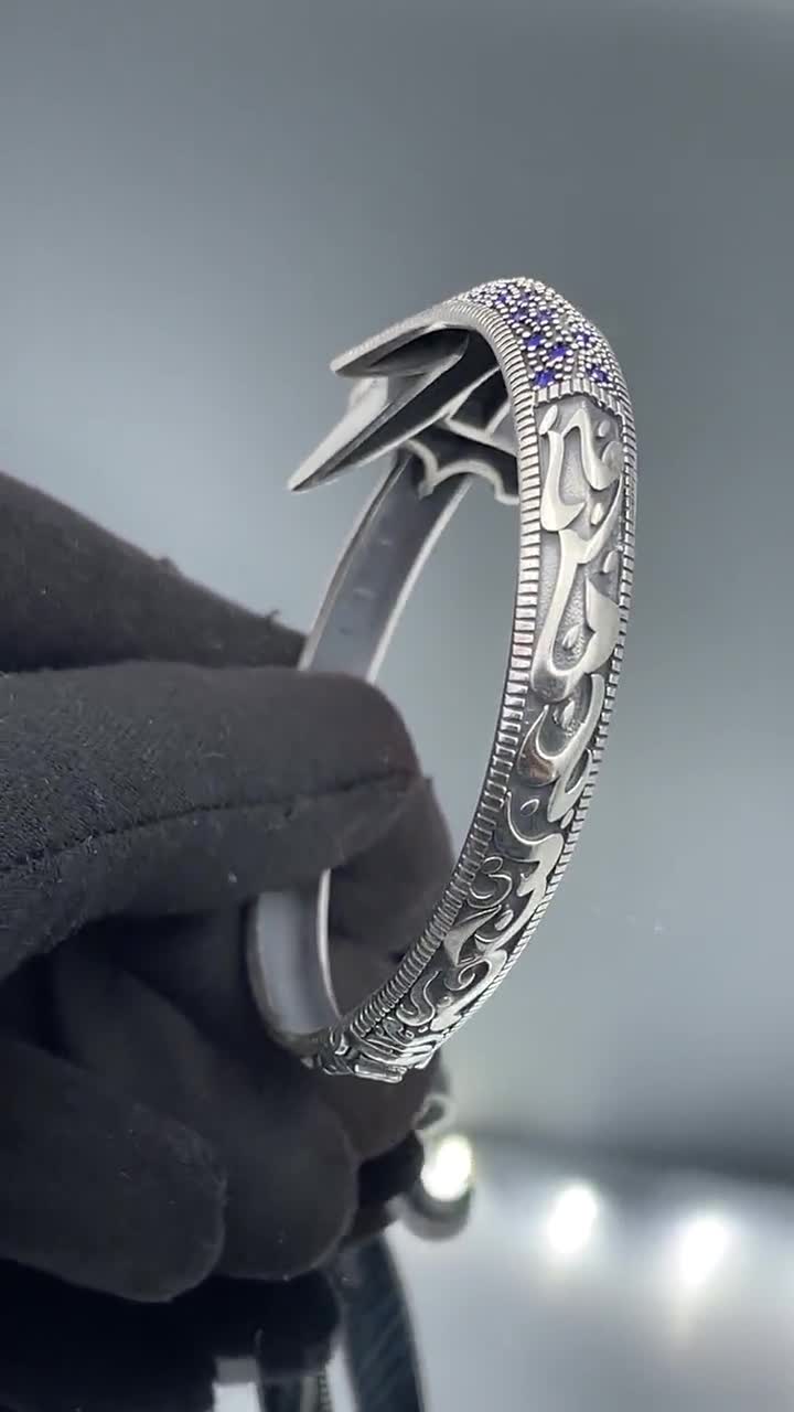 Solid 925 Sterling Silver Black Micro Stone Zulfiqar Sword Men's Ring | eBay