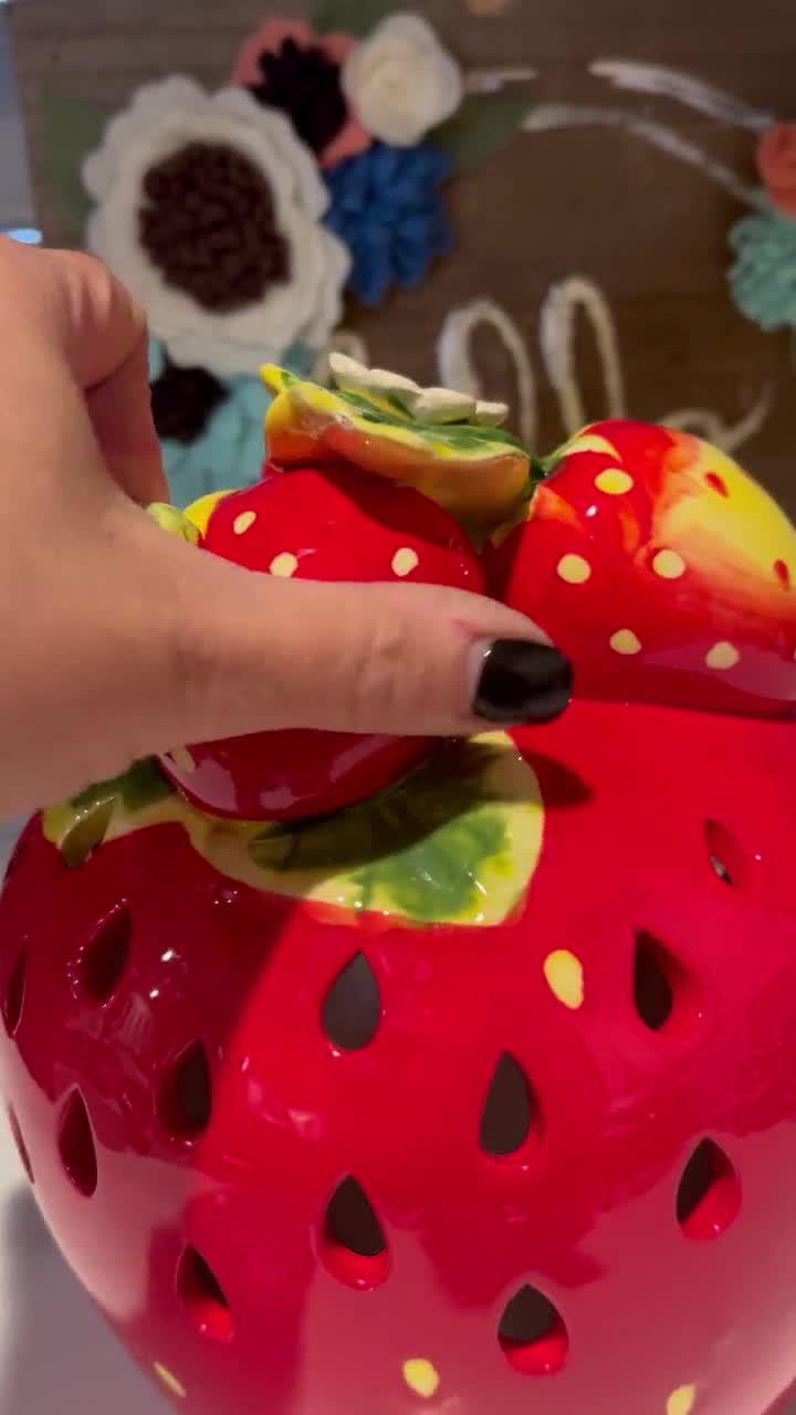 Ceramic Strawberry Light: Battery Operated Table Centerpiece - Etsy