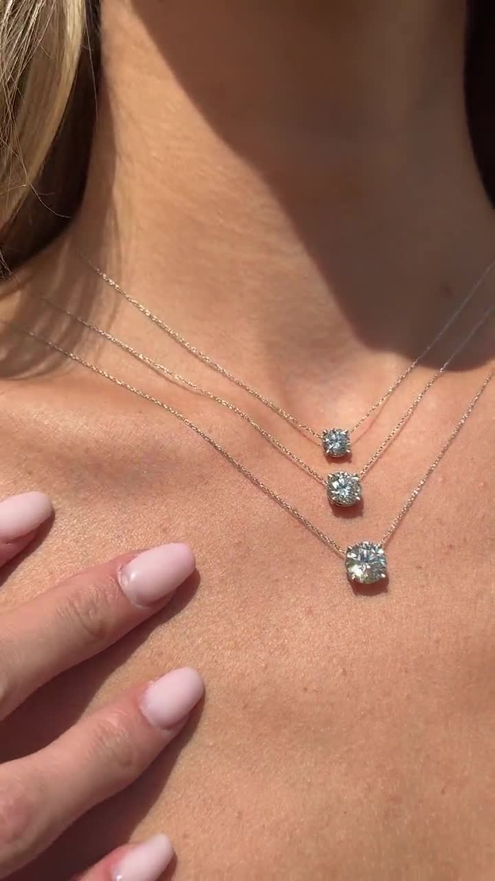 Lab Grown Diamond Solitaire Necklace Pendant/dainty Diamond