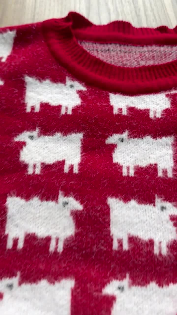 レッドプリンセスダイアナブラックシープセーター：ユニセックス