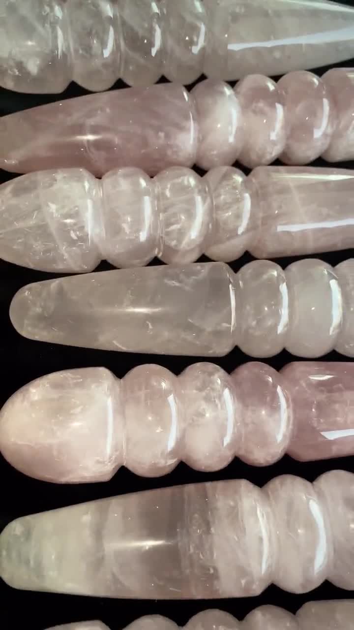 Rose Quartz Beaded Dildo Large Massage Wand, cristal de tantra Yoni de 7