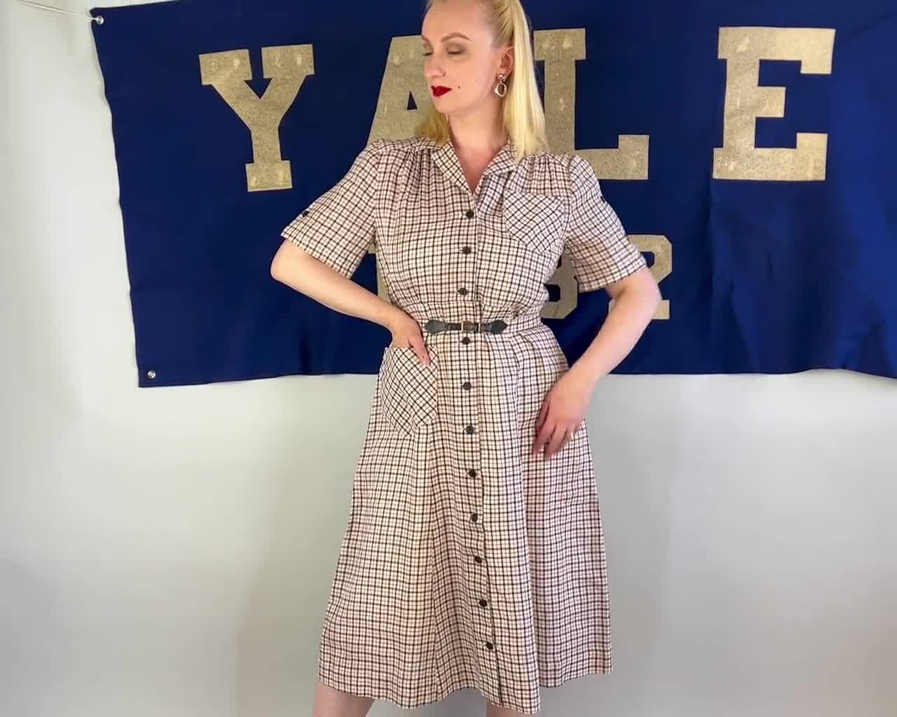 1940s Ambitious Adele Day Dress Vintage 40s Cotton 