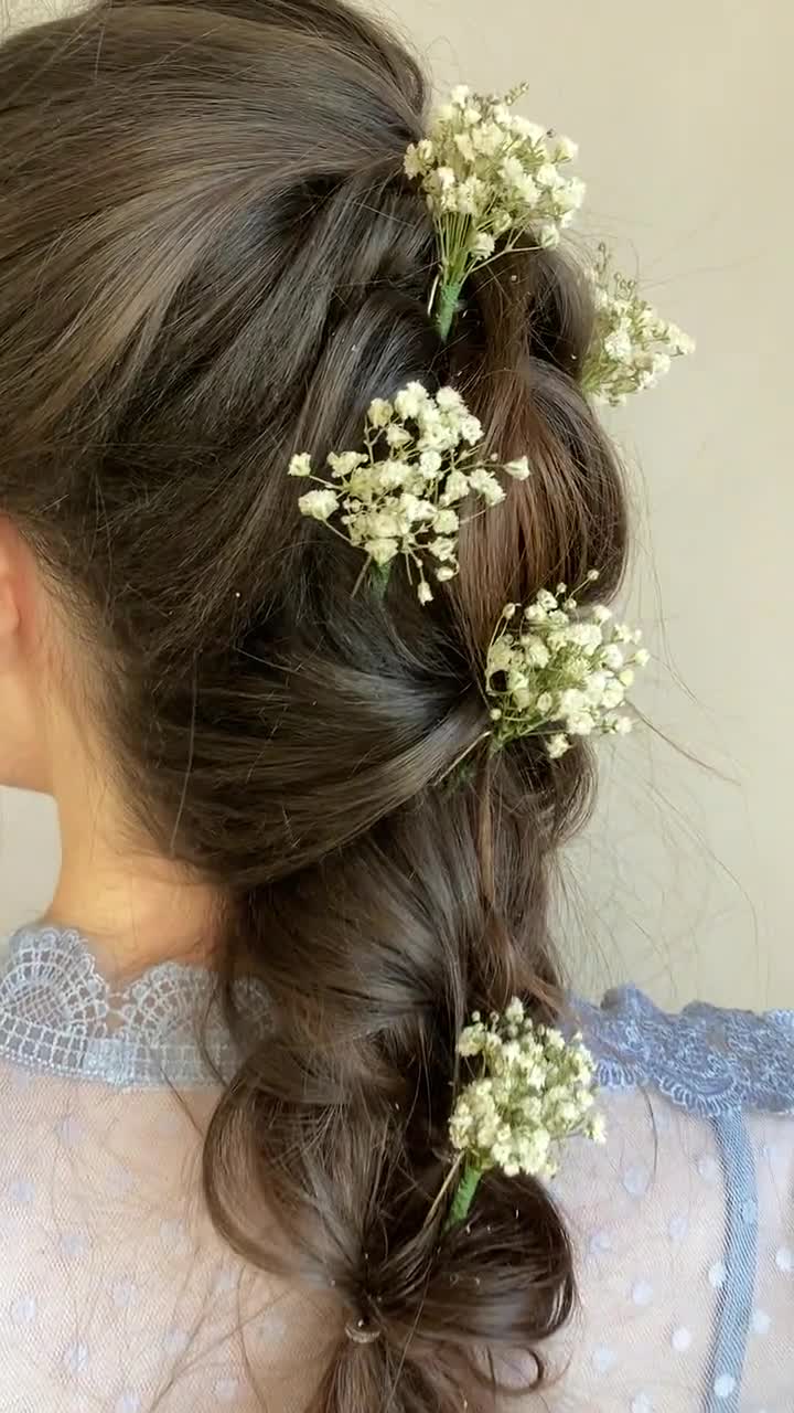 Babys Breath Bridal Hair Pin Set Lavender Hair Pins Dried flowers H   hiddenbotanicsweddings