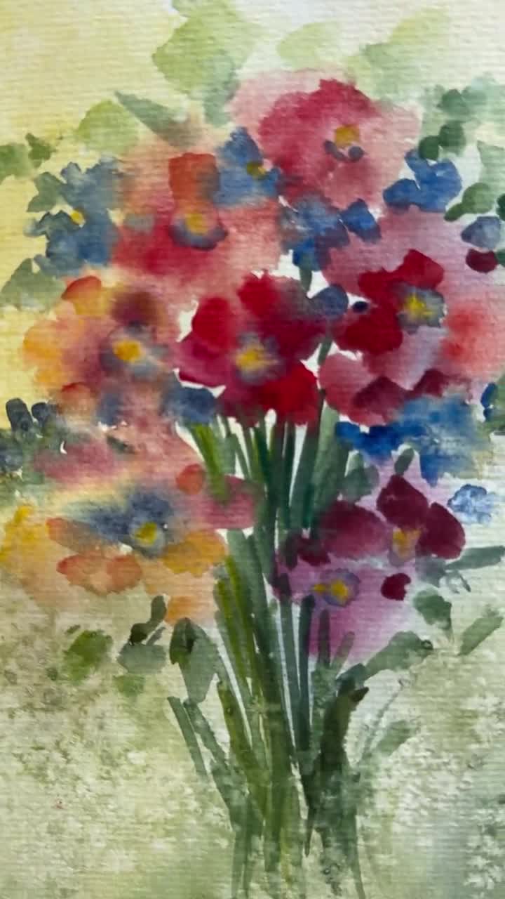 オリジナルの野花の水彩画：草原の花のアート（8x6インチ） - Etsy 日本
