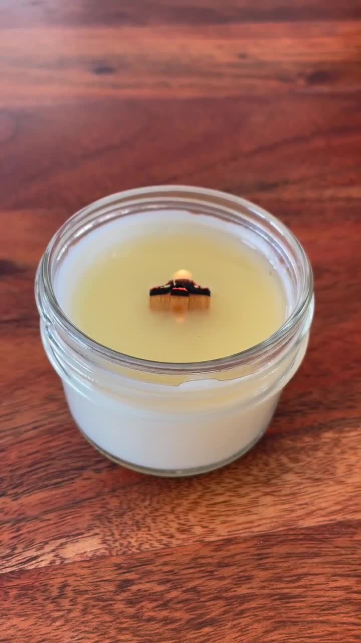 Almond & Balsam 16 Oz 100% Soy Wax, Wooden Wick in Small Jelly Jar Candle  for Fundraising 